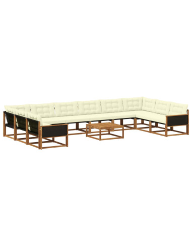 Set di divani da esterno con cuscino 11 pcs Naturale e Crema
