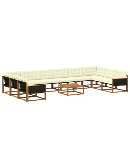 Set di divani da esterno con cuscino 11 pcs Naturale e Crema