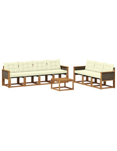 Set di divani da esterno con cuscino 8 pcs Naturale e Crema