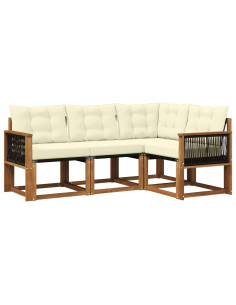 Set di divani da esterno con cuscino 4 pcs Naturale e Crema