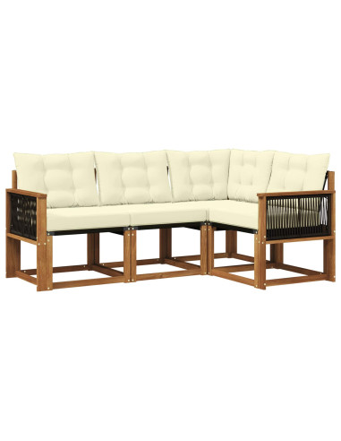 Set di divani da esterno con cuscino 4 pcs Naturale e Crema
