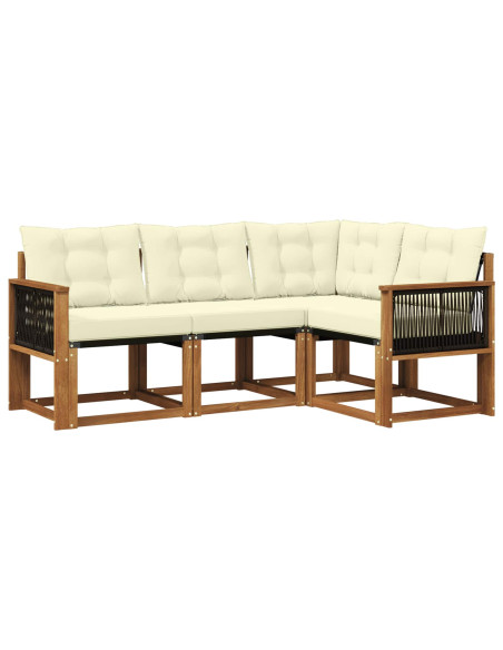 Set di divani da esterno con cuscino 4 pcs Naturale e Crema