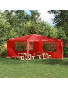 Parete per tenda da festa 2 pcs 400 x 195 cm Rosso PE e Acciaio