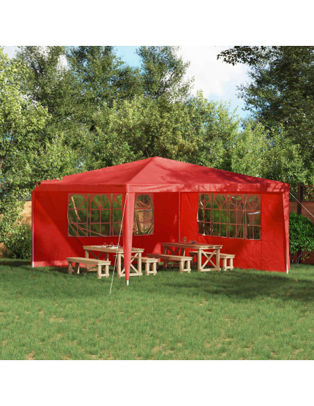 Parete per tenda da festa 2 pcs 400 x 195 cm Rosso PE e Acciaio