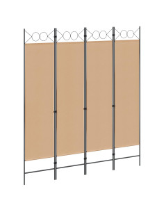 Paravento a 4 Pannelli Beige 160 x 180 cm Tessuto