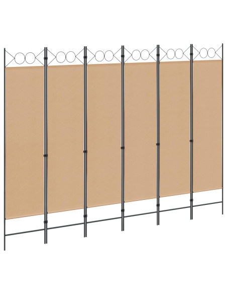 Divisore per Stanza a 6 Pannelli Beige 240 x 180 cm Tessuto