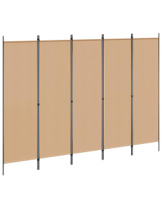 Paravento a 5 Pannelli Beige 250 x 180 cm Tessuto