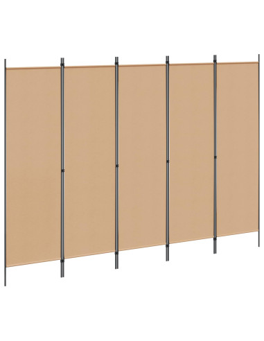 Paravento a 5 Pannelli Beige 250 x 180 cm Tessuto