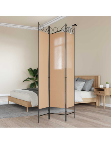 Paravento a 3 pannelli Beige 120 x 200 cm Tessuto