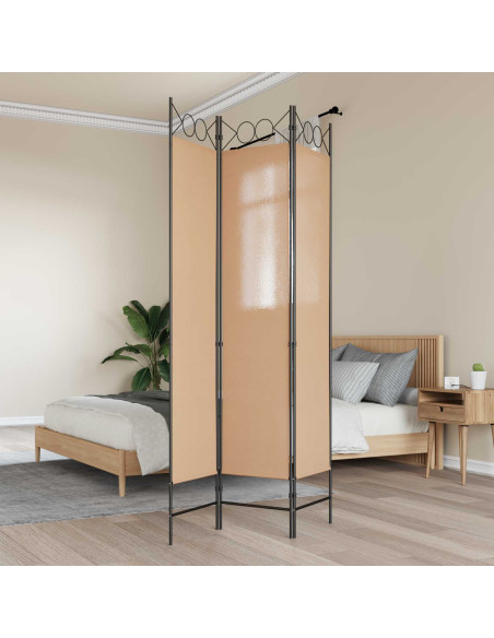 Paravento a 3 pannelli Beige 120 x 200 cm Tessuto