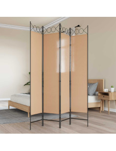 Paravento a 4 Pannelli Beige 160 x 200 cm Tessuto