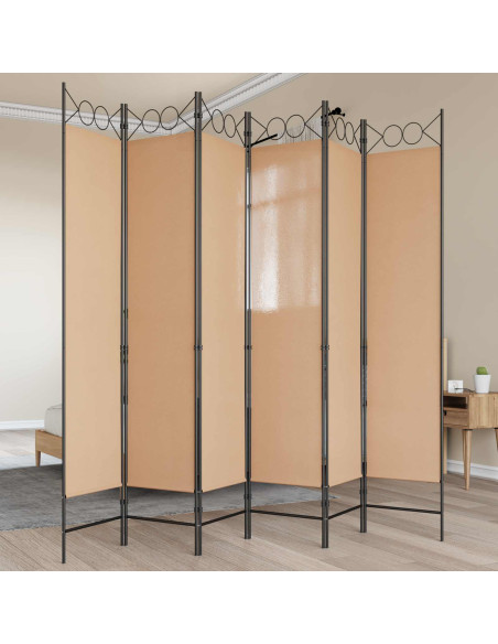 Divisore per Stanza a 6 Pannelli Beige 240 x 200 cm Tessuto