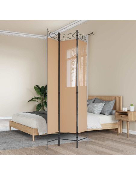 Paravento a 3 pannelli Beige 120 x 220 cm Tessuto