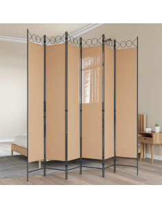 Divisore per Stanza a 6 Pannelli Beige 240 x 220 cm Tessuto