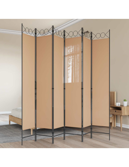 Divisore per Stanza a 6 Pannelli Beige 240 x 220 cm Tessuto