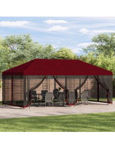 Gazebo con pareti laterali 6 x 3 m Borgogna