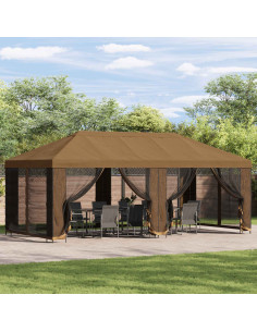 Gazebo con pareti laterali 6 x 3 m Beige Poliestere e Acciaio