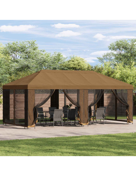 Gazebo con pareti laterali 6 x 3 m Beige Poliestere e Acciaio