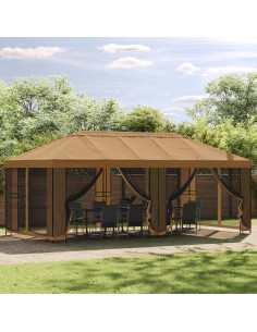 Gazebo con pareti laterali 6 x 3 m Beige Poliestere e Acciaio