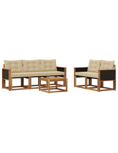 Set di divani da esterno con cuscino 6 pcs Naturale e Beige