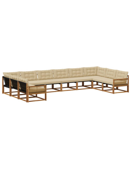 Set di divani da esterno con cuscino 10 pcs Naturale e Beige