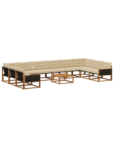 Set di divani da esterno con cuscino 11 pcs Naturale e Beige