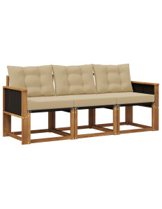 Set di divani da esterno con cuscino 3 pcs Naturale e Beige
