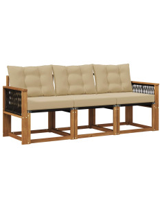 Set di divani da esterno con cuscino 3 pcs Naturale e Beige