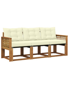 Set di divani da esterno con cuscino 3 pcs Naturale e Crema