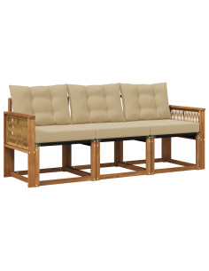 Set di divani da esterno con cuscino 3 pcs Naturale e Beige