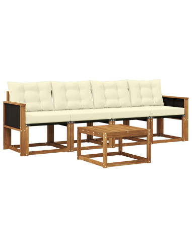 Set di divani da esterno con cuscino 5 pcs Naturale e Crema
