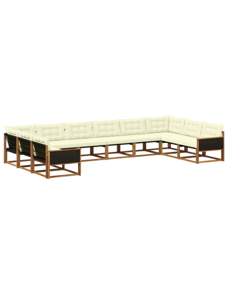 Set di divani da esterno con cuscino 10 pcs Naturale e Crema