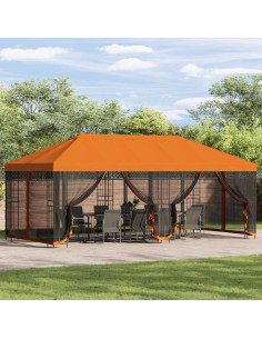 Gazebo con pareti laterali 6 x 3 m Arancione