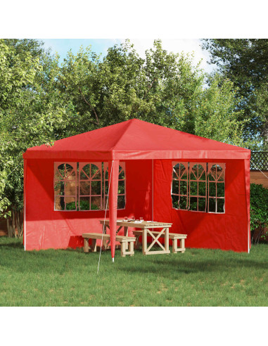 Parete per tenda da festa 2 pcs 300 x 195 cm Rosso PE e Acciaio