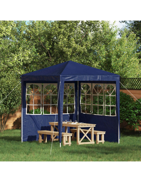 Parete per tenda da festa 2 pcs 200 x 195 cm Blu PE e Acciaio