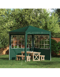 Parete per tenda da festa 2 pcs 200 x 195 cm Verde PE e Acciaio