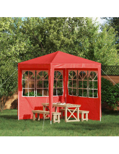 Parete per tenda da festa 2 pcs 200 x 195 cm Rosso PE e Acciaio