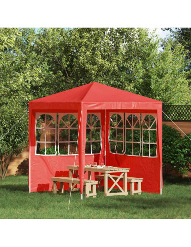 Parete per tenda da festa 2 pcs 200 x 195 cm Rosso PE e Acciaio