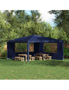 Parete per tenda da festa 2 pcs 400 x 195 cm Blu PE e Acciaio