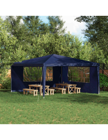 Parete per tenda da festa 2 pcs 400 x 195 cm Blu PE e Acciaio
