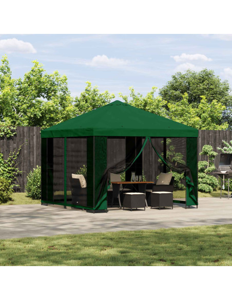 Gazebo da giardino con pareti laterali 3 x 3 m Verde