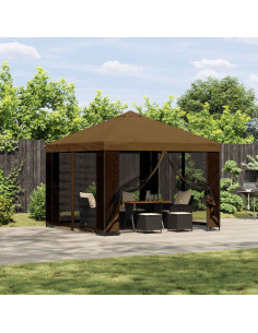 Gazebo da giardino con pareti laterali 3 x 3 m Tortora