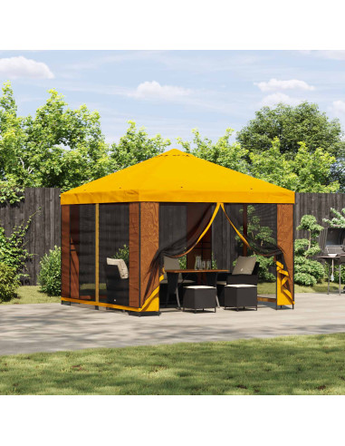 Gazebo da giardino con pareti laterali 3 x 3 m Giallo