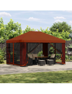 Gazebo 4 × 3 m Terracotta Poliestere e Acciaio 190
