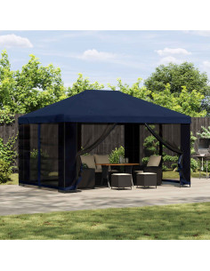Gazebo 4 × 3 m Blu Poliestere e Acciaio 190