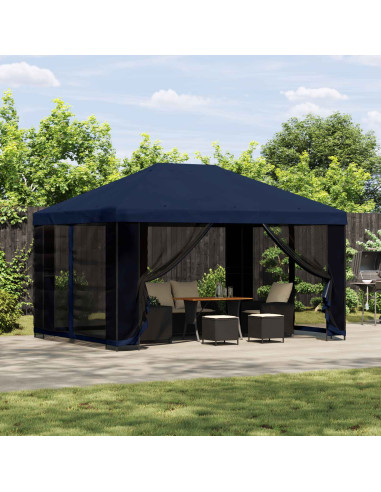 Gazebo 4 × 3 m Blu Poliestere e Acciaio 190