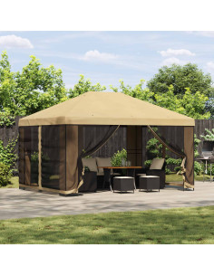 Gazebo da giardino con pareti laterali 4 × 3 m Crema
