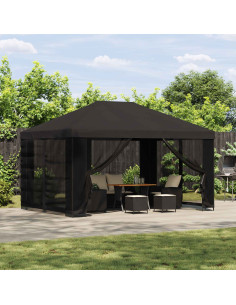 Gazebo da giardino con pareti laterali 4 × 3 m Antracite
