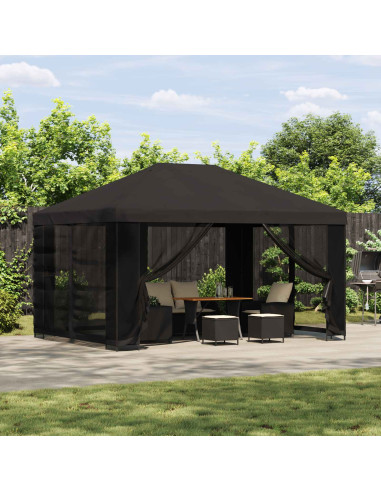 Gazebo da giardino con pareti laterali 4 × 3 m Antracite
