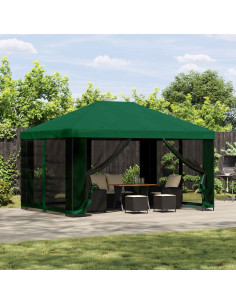 Gazebo da giardino con pareti laterali 4 × 3 m Verde